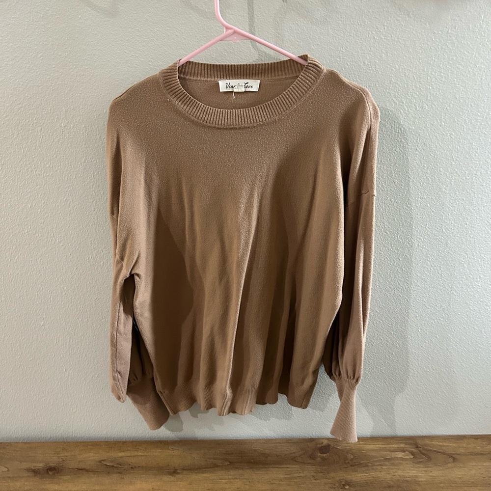 Mauve Cozy Crewneck Sweater in Tan